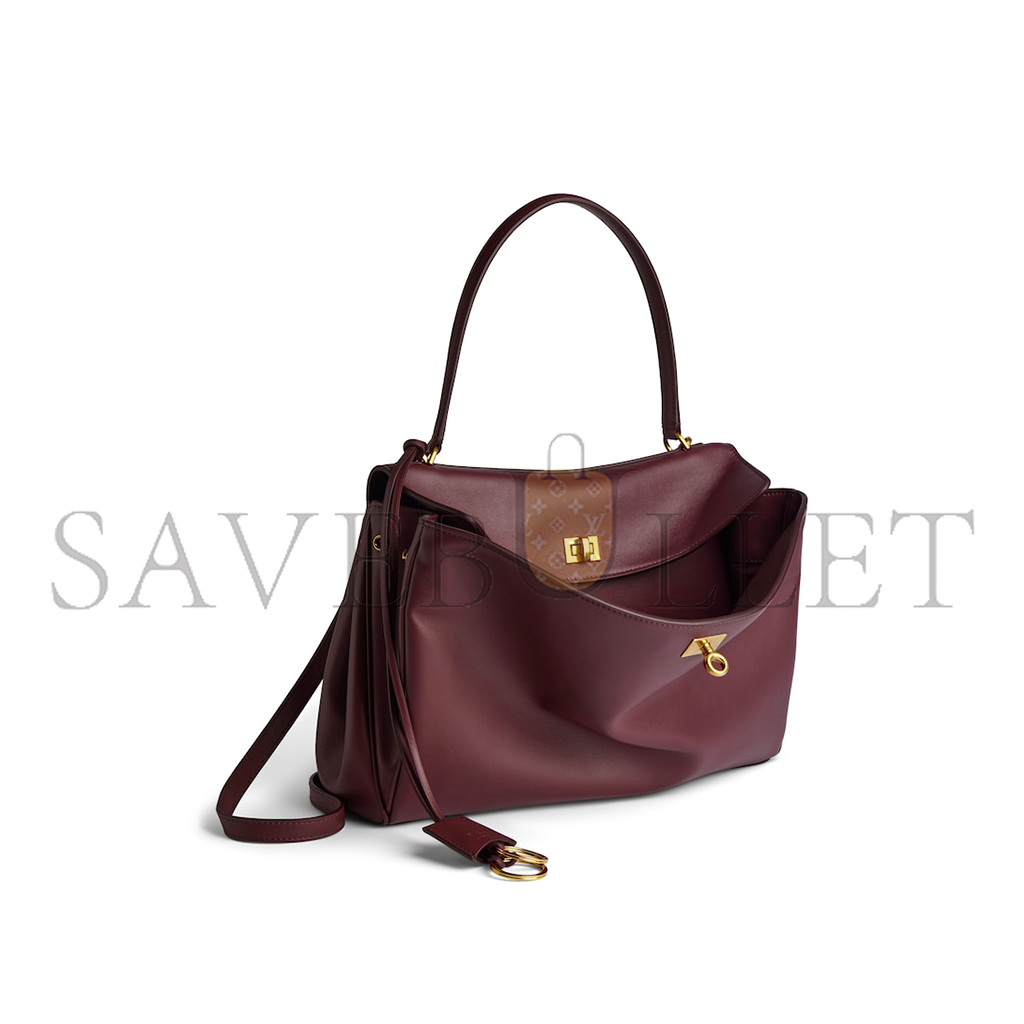 BALENCIAGA WOMEN'S RODEO MEDIUM HANDBAG IN BURGUNDY 7897722AA4V6034 (35*23.3*10.9cm)